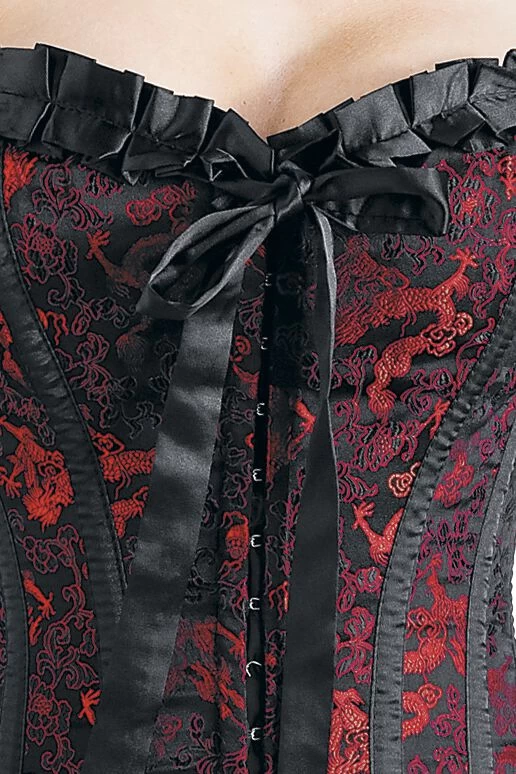 "Lily Hook Red Dragon" Corsage Black-red By Burleska 3 "Lily Hook Red Dragon" Corsage Black-red By Burleska - Image 3