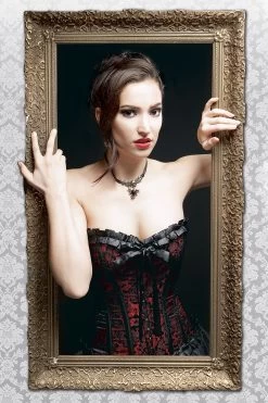 "Lily Hook Red Dragon" Corsage Black-red By Burleska 9 "Lily Hook Red Dragon" Corsage Black-red By Burleska -Fashion Lady Clothing Shop 176004wc emp