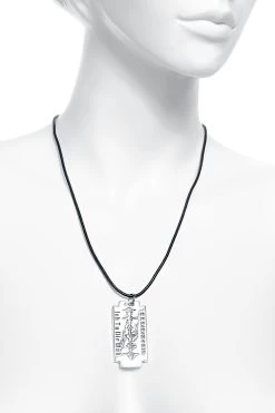 "Razor Blade "Ich Tu Dir Weh"" Pendant Silver-coloured By Rammstein -Fashion Lady Clothing Shop 244385c emp