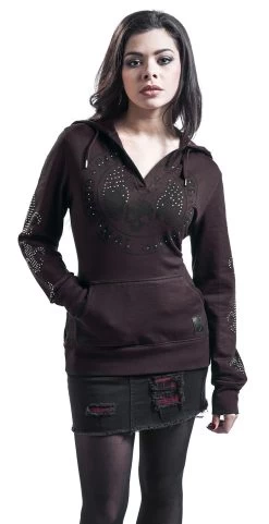 "Never Regret" Hooded Sweater Burgundy By Rock Rebel By EMP -Fashion Lady Clothing Shop 291703wa