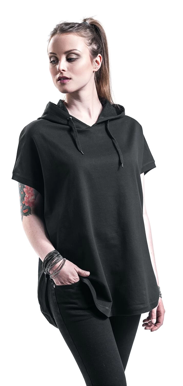 "Ladies Sleeveless Terry Hoodie" T-Shirt Black By Urban Classics 6 "Ladies Sleeveless Terry Hoodie" T-Shirt Black By Urban Classics - Image 6