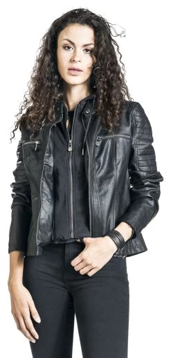 "Road Tripping" Imitation Leather Jacket Black By Black Premium By EMP -Fashion Lady Clothing Shop 297162wa