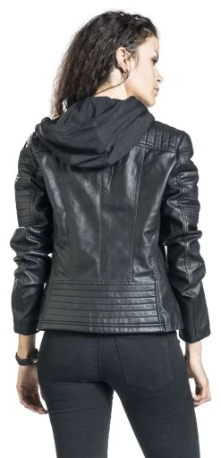 "Road Tripping" Imitation Leather Jacket Black By Black Premium By EMP -Fashion Lady Clothing Shop 297162wb