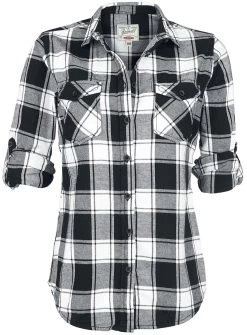 "Amy Flannel Checkshirt" Flanel Shirt Black-white By Brandit -Fashion Lady Clothing Shop 298967c emp