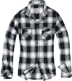 "Amy Flannel Checkshirt" Flanel Shirt Black-white By Brandit -Fashion Lady Clothing Shop 298967za emp