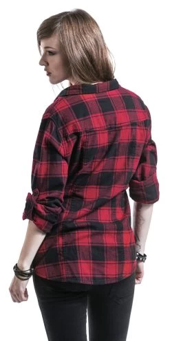 "Amy Flannel Checkshirt" Flanel Shirt Black-red By Brandit -Fashion Lady Clothing Shop 298968wb