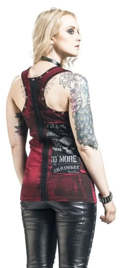"Broken Strings" Top Burgundy By Rock Rebel By EMP -Fashion Lady Clothing Shop 315335wb