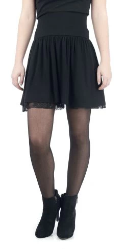 "Floral Lace Skirt" Short Skirt Black By Rotterdamned -Fashion Lady Clothing Shop 322190wa