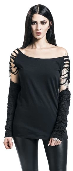 "Days Without" Long-sleeve Shirt Black By Gothicana By EMP -Fashion Lady Clothing Shop 340218wa
