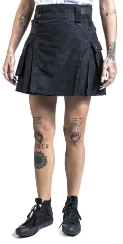 "Kilt" Short Skirt Black By Black Premium By EMP -Fashion Lady Clothing Shop 340593wa