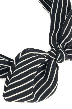 "Striped Bow" Hairband Black-white By Banned Alternative -Fashion Lady Clothing Shop 341388d emp