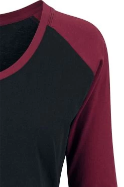 "Ladies 3/4 Contrast Raglan Tee" Long-sleeve Shirt Black-burgundy By Urban Classics -Fashion Lady Clothing Shop 343869d emp