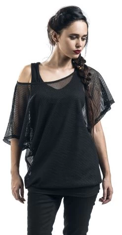 "When The Heart Rules The Mind" T-Shirt Black By Gothicana By EMP -Fashion Lady Clothing Shop 347894wa emp