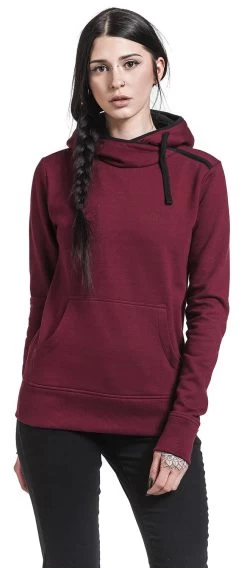 "No Bravery" Hooded Sweater Burgundy By RED By EMP -Fashion Lady Clothing Shop 349521wa