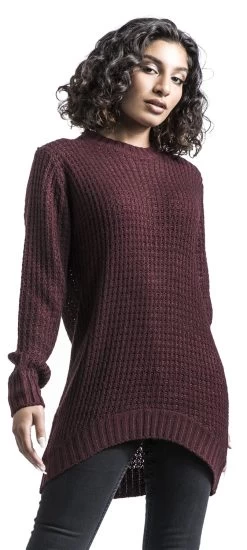 "Dark-Red Knitted Jumper" Knit Jumper Burgundy By RED By EMP -Fashion Lady Clothing Shop 350505wa
