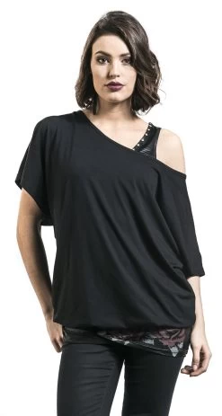 "When The Heart Rules The Mind" T-Shirt Black By Black Premium By EMP -Fashion Lady Clothing Shop 363329wa