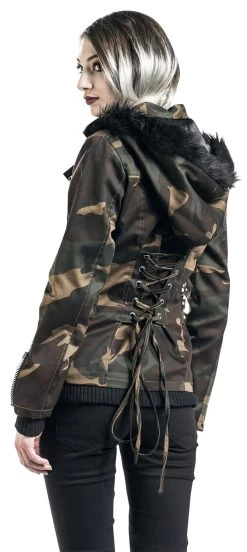 "All Over The Road" Between-seasons Jacket Camouflage By Gothicana By EMP -Fashion Lady Clothing Shop 369503wb