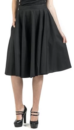 "Paula Skirt" Medium-length Skirt Black By Hell Bunny -Fashion Lady Clothing Shop 376301wa