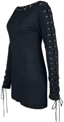 "Here To Stay" Long-sleeve Shirt Black By Gothicana By EMP -Fashion Lady Clothing Shop 380421c