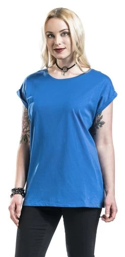 "Ladies Extended Shoulder Tee" T-Shirt Blue By Urban Classics -Fashion Lady Clothing Shop 380545wa