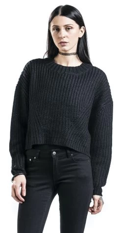 "Ladies Wide Oversize Sweater" Knit Jumper Black By Urban Classics -Fashion Lady Clothing Shop 380646wa
