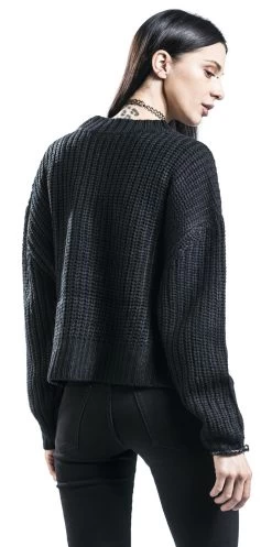"Ladies Wide Oversize Sweater" Knit Jumper Black By Urban Classics -Fashion Lady Clothing Shop 380646wb