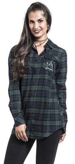 "Forbidden Forest - Hippogriff" Flanel Shirt Black-blue-green By Harry Potter -Fashion Lady Clothing Shop 382897wa