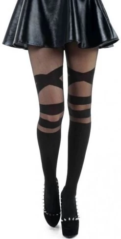 "V Strap Sheer Tights" Tights Black By Pamela Mann