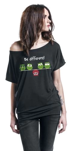 "Be Different!" T-Shirt Black By Be Different! -Fashion Lady Clothing Shop 393994wa