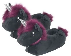 "Ruby Punk Unicorn Adults' Slippers" Slipper Black By Corimori