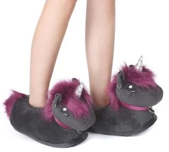 "Ruby Punk Unicorn Adults' Slippers" Slipper Black By Corimori -Fashion Lady Clothing Shop 396367wa