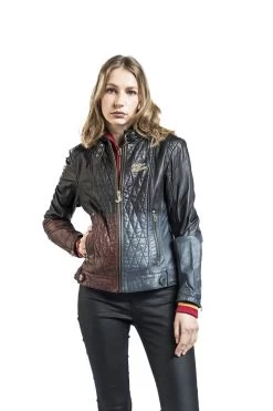 "Harley Quinn - Daddy's Lil' Monster" Leather Jacket Multicolour By Suicide Squad -Fashion Lady Clothing Shop 440851wa