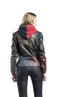 "Harley Quinn - Daddy's Lil' Monster" Leather Jacket Multicolour By Suicide Squad -Fashion Lady Clothing Shop 440851wb