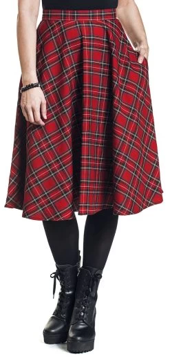 "Irvine Skirt" Medium-length Skirt Red By Hell Bunny -Fashion Lady Clothing Shop 444073wa