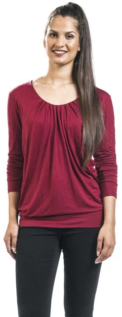 "Frail Shirt" Long-sleeve Shirt Burgundy By Black Premium By EMP -Fashion Lady Clothing Shop 444412wa