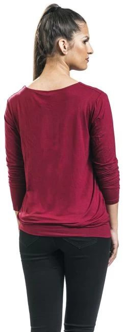 "Frail Shirt" Long-sleeve Shirt Burgundy By Black Premium By EMP -Fashion Lady Clothing Shop 444412wb