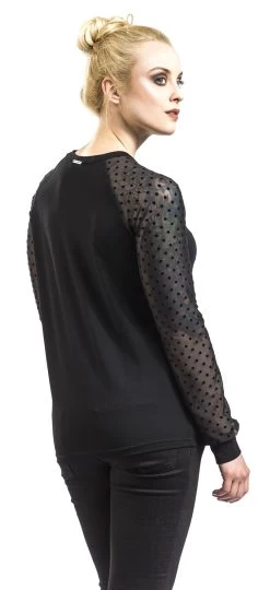 "Wonder Tulle Shirt" Long-sleeve Shirt Black By Vive Maria -Fashion Lady Clothing Shop 446676wb