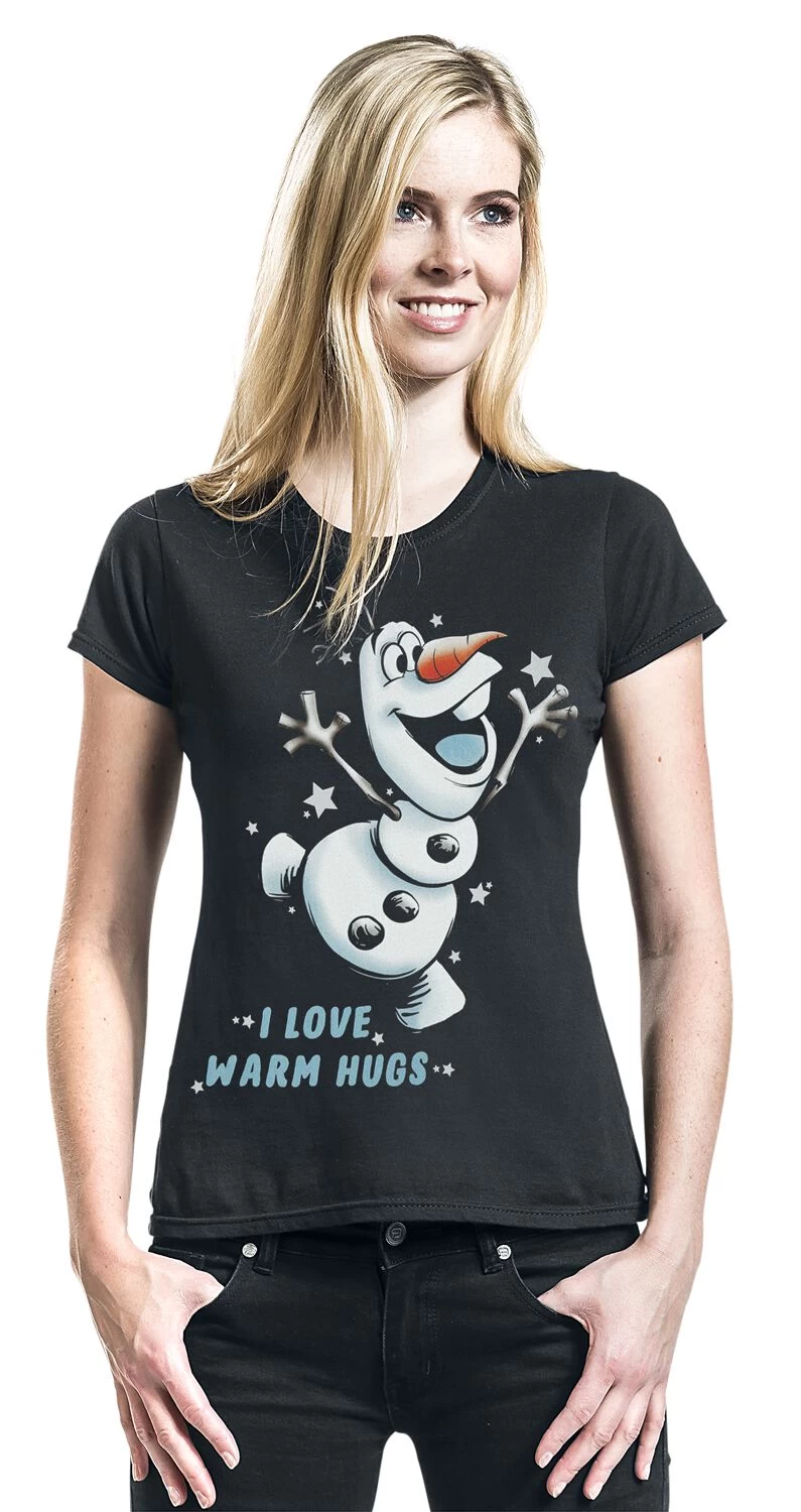 "Olaf - I Love Warm Hugs" T-Shirt Black By Frozen 3 "Olaf - I Love Warm Hugs" T-Shirt Black By Frozen - Image 3