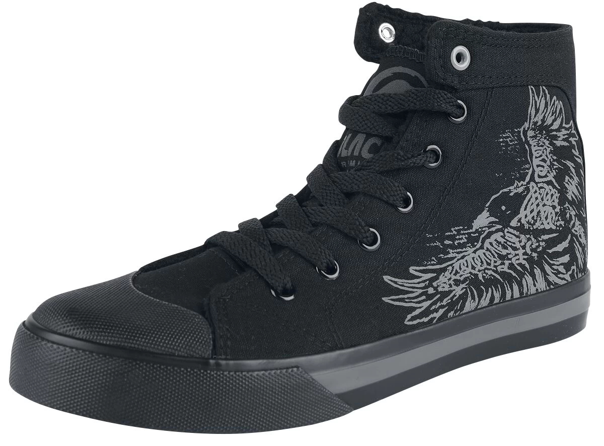 "Lined Sneakers With Raven Print" Sneakers High Black By Black Premium By EMP 1 "Lined Sneakers With Raven Print" Sneakers High Black By Black Premium By EMP