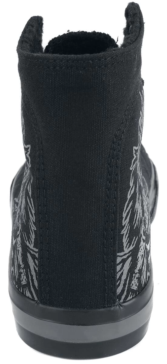 "Lined Sneakers With Raven Print" Sneakers High Black By Black Premium By EMP 2 "Lined Sneakers With Raven Print" Sneakers High Black By Black Premium By EMP - Image 2