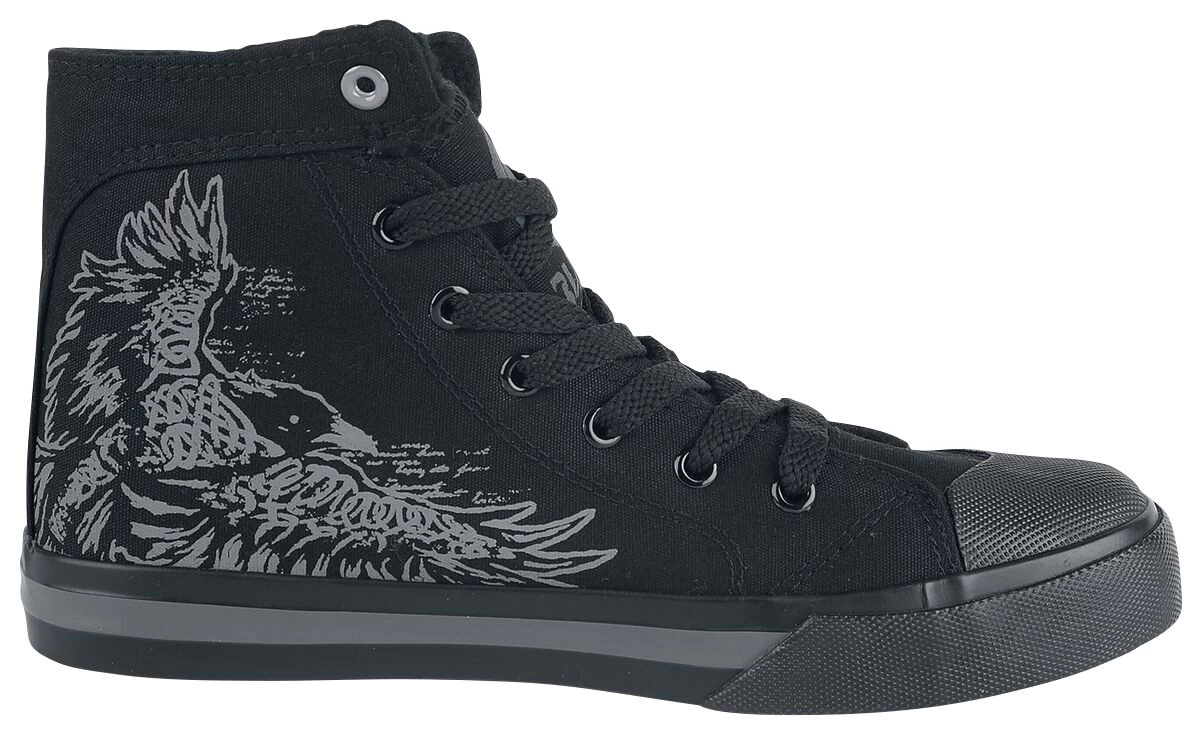 "Lined Sneakers With Raven Print" Sneakers High Black By Black Premium By EMP 3 "Lined Sneakers With Raven Print" Sneakers High Black By Black Premium By EMP - Image 3