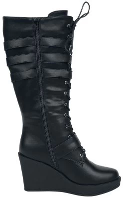 "Black Lace-Up Boots With Heel And Buckles" Laced Boots Black By Gothicana By EMP -Fashion Lady Clothing Shop 459338a3