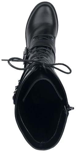 "Black Lace-Up Boots With Heel And Buckles" Laced Boots Black By Gothicana By EMP -Fashion Lady Clothing Shop 459338a4