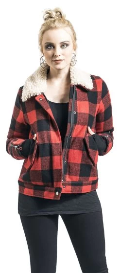 "Falcon Jacket Women Check" Between-seasons Jacket Red-black By Brandit -Fashion Lady Clothing Shop 463525wa