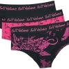"3-Set Black/Pink Panties In Uni-Colour And With Print" Panty Set Black By Full Volume By EMP