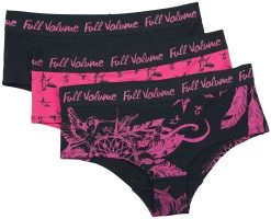 "3-Set Black/Pink Panties In Uni-Colour And With Print" Panty Set Black By Full Volume By EMP