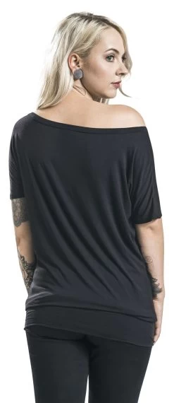 "Black T-shirt With Print And Crew Neck" T-Shirt Black By Full Volume By EMP -Fashion Lady Clothing Shop 464520wb