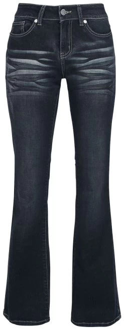 "Grace - Dark-Blue Jeans With Wash And Turn-Up" Jeans Dark Blue By Black Premium By EMP