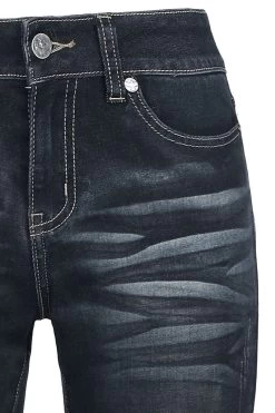 "Grace - Dark-Blue Jeans With Wash And Turn-Up" Jeans Dark Blue By Black Premium By EMP -Fashion Lady Clothing Shop 464831d