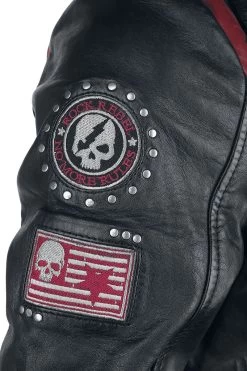 "Black/Red Leather Jacket In Biker Style With Patches" Leather Jacket Black-red By Rock Rebel By EMP -Fashion Lady Clothing Shop 464913d4